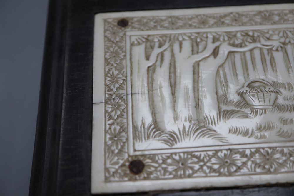 An Indian ivory inlaid mounted box, length 23cm
